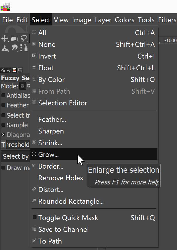 GIMP Select Grow