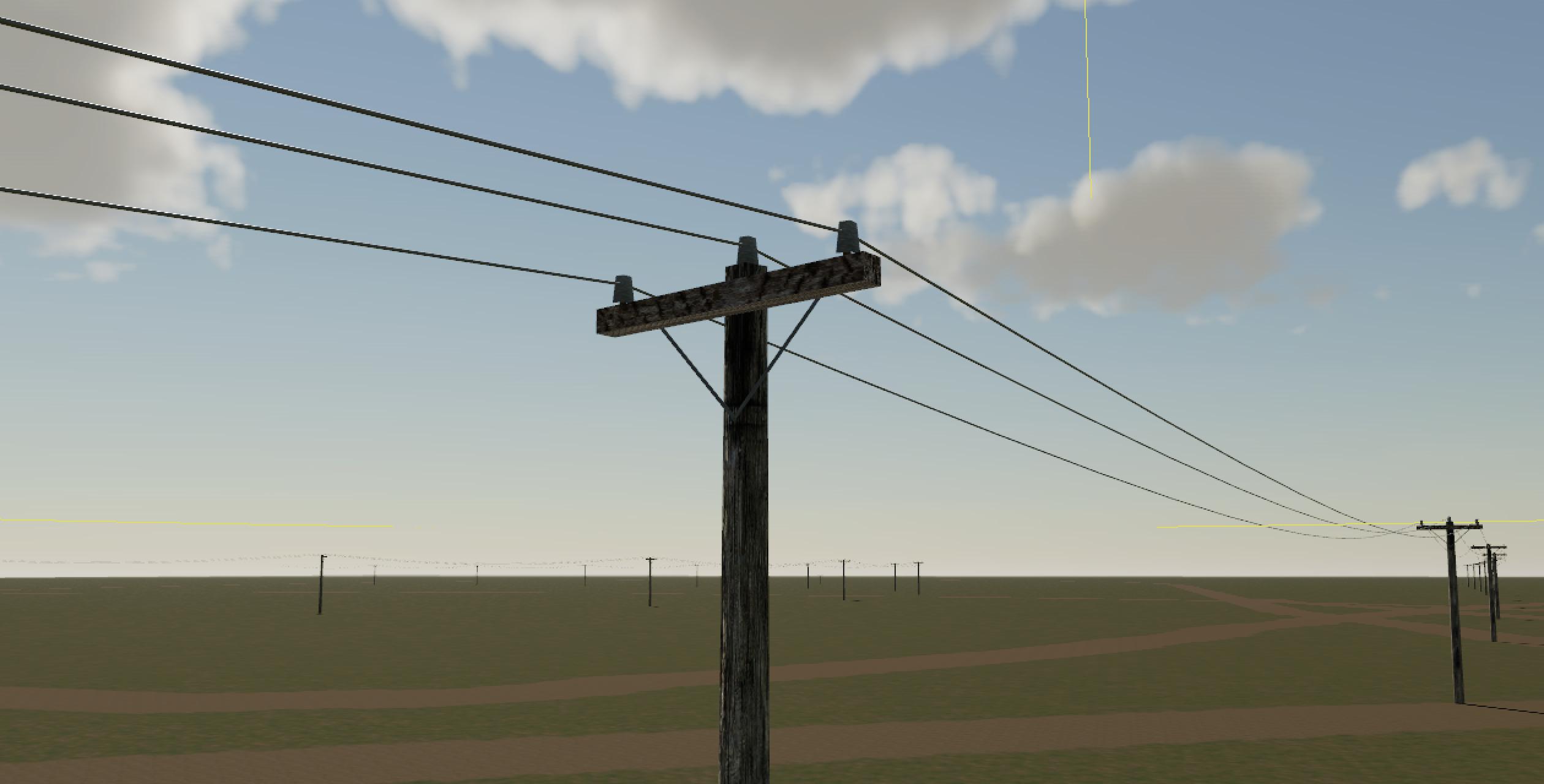 Utility Poles with Wires Placed Closeup