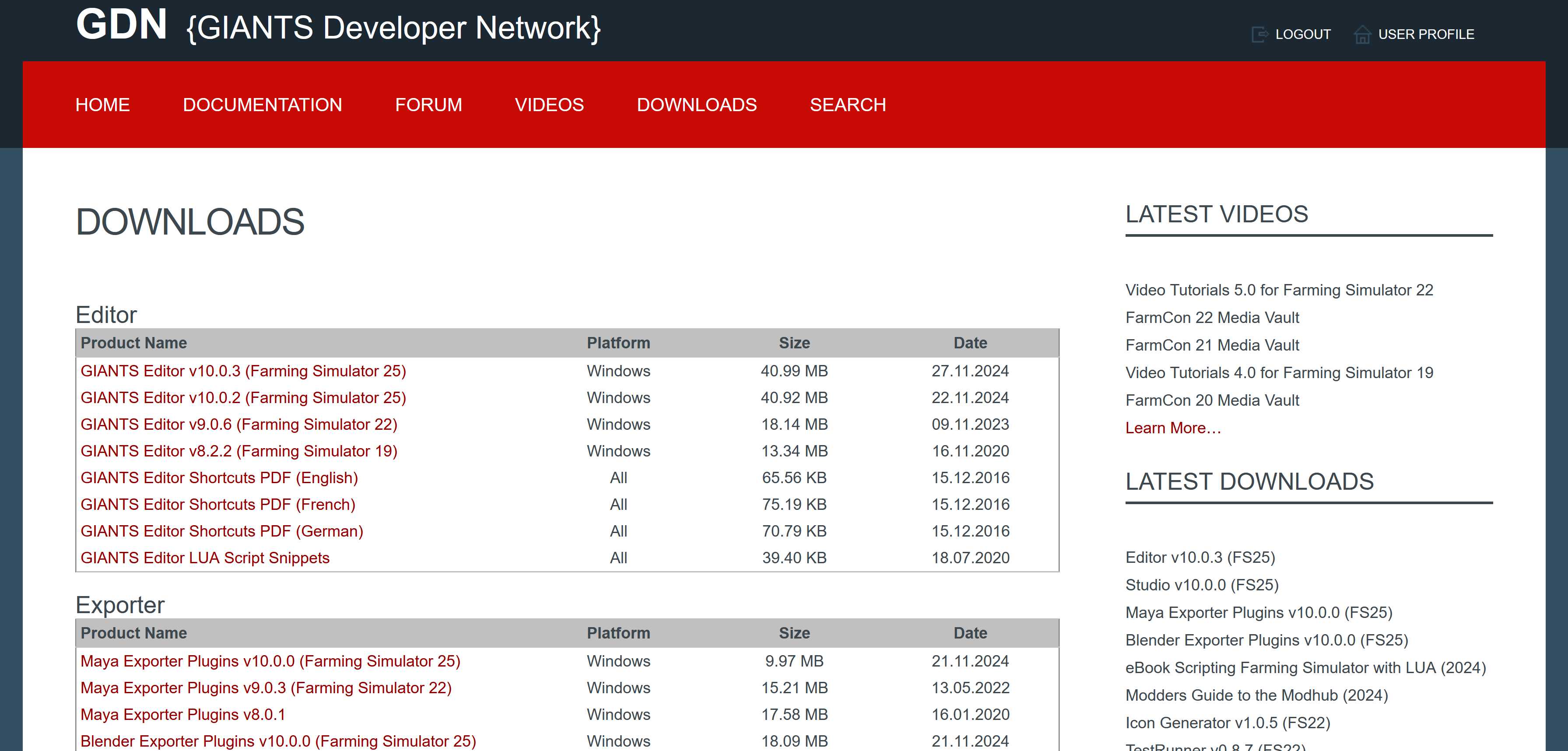 Giants Developer Network (GDN) Downloads